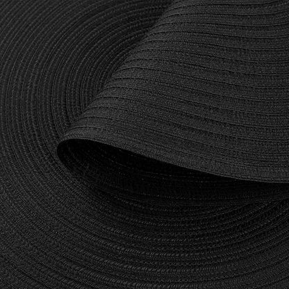 SHACOS Black Round Placemats Set of 12 Heavy Cotton Polyester Woven Braided Place Mats Washable Heat Resistant Non Slip Table Mats