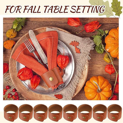 12 PCS Leather Napkin Rings Vintage Buckle Napkin Holder - Image 5