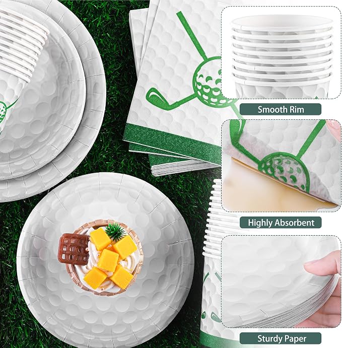 Kochorie 96 Pieces Golf Party Supplies Disposable Tableware Set - Image 3