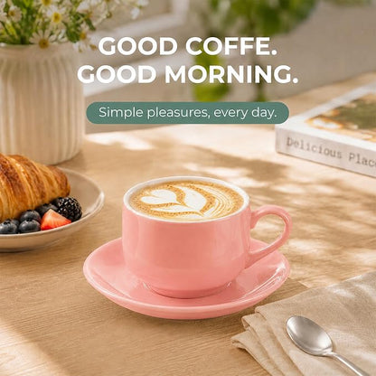 8 Ounce Cappuccino Cups Set of 4, Includes Display Stand, Cups Saucers - Image 6