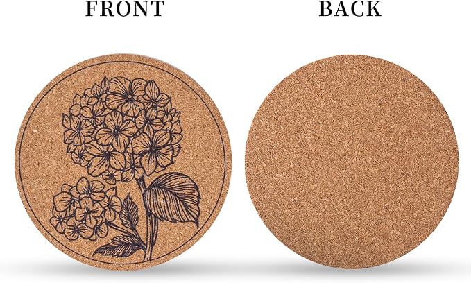 Cork Coasters for Drinks Absorbent Non Slip 12pcs 4 Inch Flower | Coaster for - Image 3