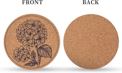 Cork Coasters for Drinks Absorbent Non Slip 12pcs 4 Inch Flower | Coaster for - Image 3