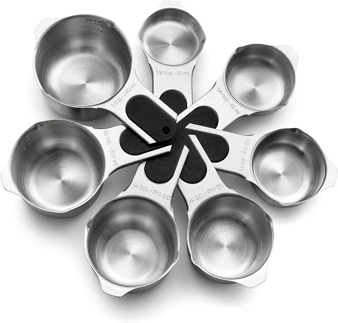 Spring Chef Magnetic Stainless Steel Measuring Cups Set of 7 Patented Black | by SpringChef