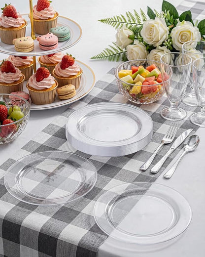 bUCLA 100Pieces Clear Plastic Plates - Image 7