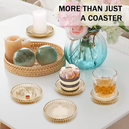 Modern Clear Glass Coasters Set of 6, Cute Coasters Table Mats - Image 6