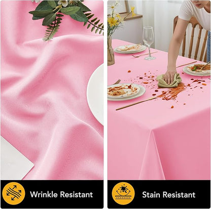 10-Pack Pink Tablecloths for Rectangle Tables, 60 x 102 Inches, Stain-Resistant Polyester Fabric for 6 Foot Tables - Washable Table Covers for Weddings, Banquets, Birthday Parties, Events