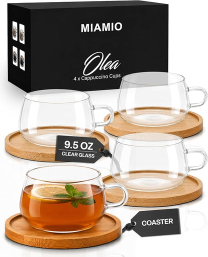 MIAMIO - Cappuccino Glasses/Tea Glasses Set - Olea | Borosilicate tea glasses by MIAMIO