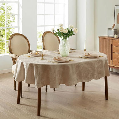 Newbridge Barcelona Luxury Damask Fabric Tablecloth, 60” Wide x 102” Oval - Image 6