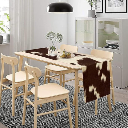 Cow Skin Print Table Runner, Rustic Farmhouse Cottage Animal Fur Skin Western - Image 3