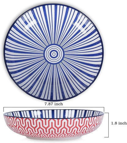Selamica Porcelain 26 Ounce Pasta Bowls Set of 6, 8 inch Wide and Shallow Salad - Image 2