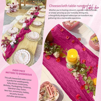18 Pack Cheesecloth Table Runner 10FT Fuschia Table Runner Boho Gauze Cheese - Image 8