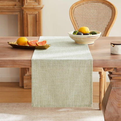 Rustic Cotton Linen Table Runner, 13x108 Inches Green | Farmhouse Style Linen - Image 4