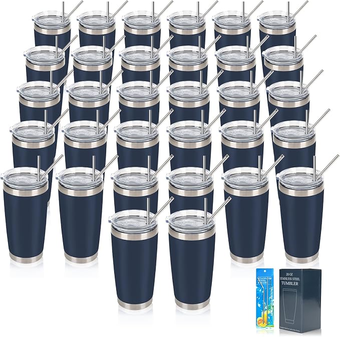 IEOVIEE 32 Pack 20oz Stainless Steel Insulated Bulk Tumblers by IEVOIEE