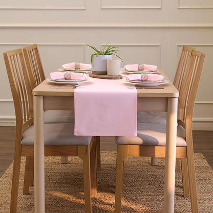 Encasa XO Table Runner, Cotton Canvas Dining Runner 13"x48" | Hot Pink - Image 4