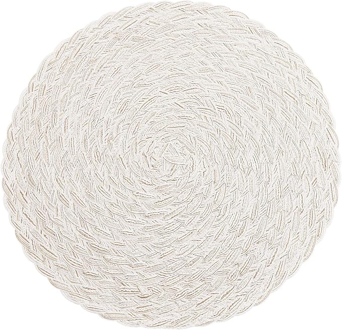 SHACOS Round Braided Placemats 15 inch Set of 6 Boho Thick Washable Kitchen by SHACOS