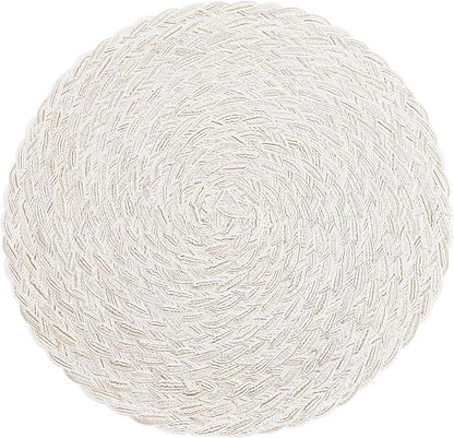 SHACOS Round Braided Placemats 15 inch Set of 6 Boho Thick Washable Kitchen by SHACOS