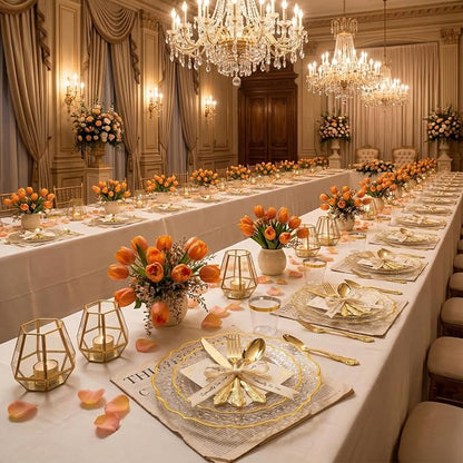 300PCS Gold Plastic Silverware, Vintage Disposable Utensils & Cutlery | 100 - Image 5