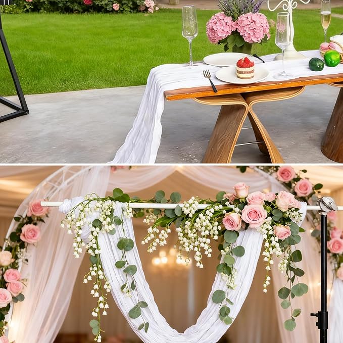 6 Pack White Cheesecloth Table Runner 22x120 Inch | 10Ft Boho Gauze Rustic - Image 5