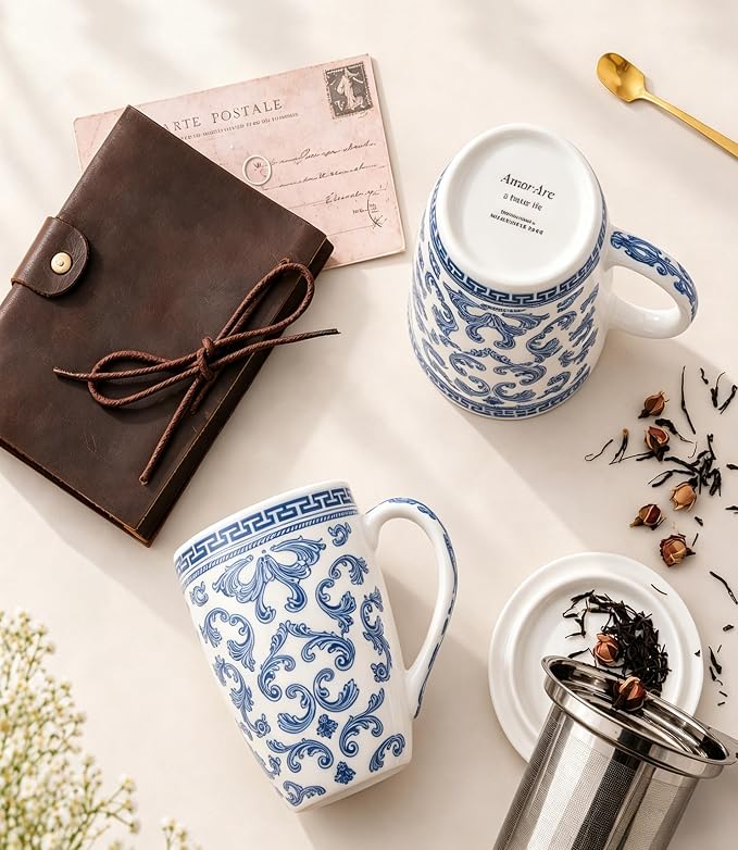 AmorArc Tea Cup With Infuser and Lid, 18oz Loose Leaf Tea Mug With Steeper | - Image 4