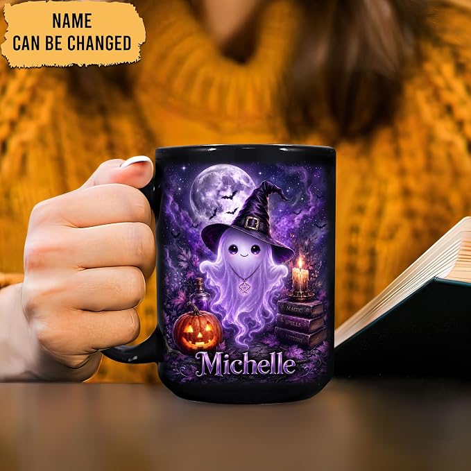 Hyturtle Personalized Halloween Ghost Mug, Custom Name Gift - Image 2