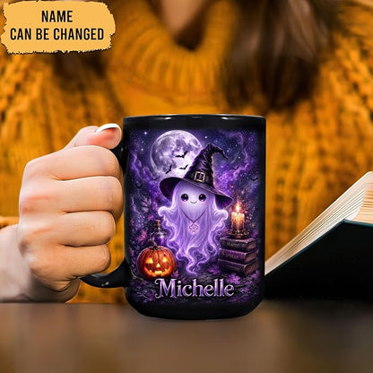 Hyturtle Personalized Halloween Ghost Mug, Custom Name Gift - Image 2