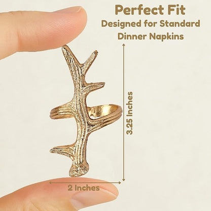 Modern Metal Napkin Rings Set of 12 - Napkin Rings Holder for Dinning Table Parties Dining Table, Weddings, and Special Events - Elegant Table Décor for Home & Restaurants (Gold) - CLEENTABLE
