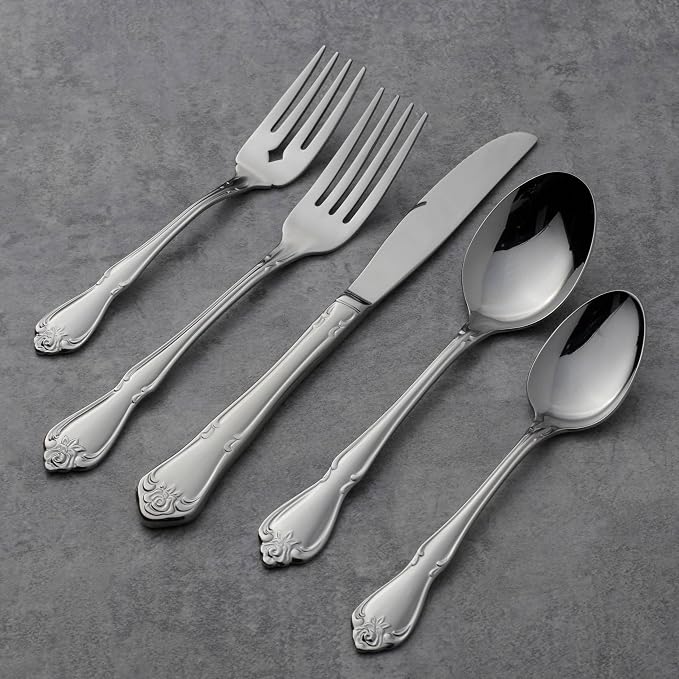 Oneida Silverware Set, True Rose Everyday Flatware Teaspoons Set, Service - Image 3