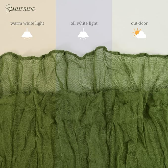 YMHPRIDE 12 Pack Cheesecloth Table Runner 35x120in Olive Green Table Runner | - Image 5