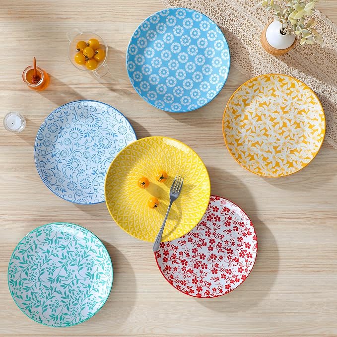vancasso 10.25" Pastel Dinner Plates Set of 6, Vintage Ceramic | Microwave - Image 5