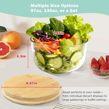 Trifle Bowl with Lids, 135oz Glass Serving Bowls, BPA-Free Borosilicate Salad & Fruit Bowls, Airtight Food Storage Containers, Ideal for Layered Desserts & Holiday Parties