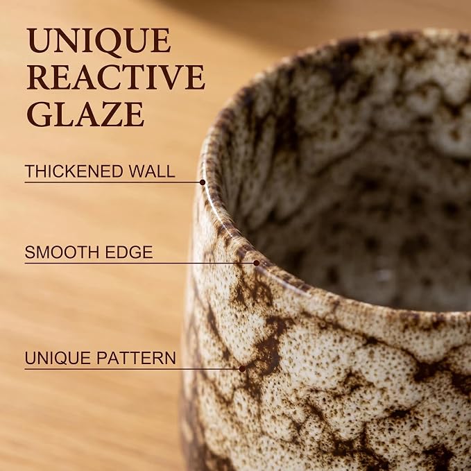 Japanese Tea Cups Set of 4pcs, 7oz/205ml Elegant Ceramic Matcha Cups - Image 4