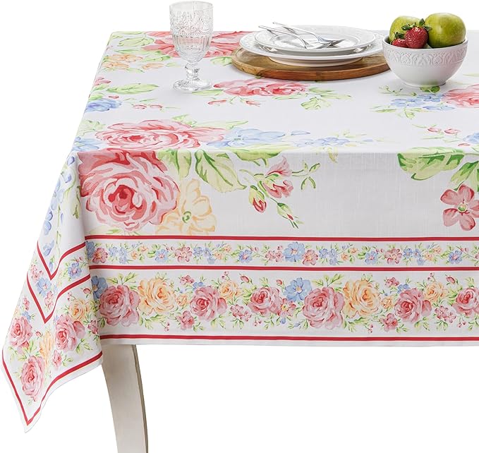 Maison d' Hermine Table Cloth Rectangle Table 100% Cotton 70 x 108 Inches Tablecloth Reusable Decorative for Dining Room Farmhouse Home Valentines Day Decorations Spring Summer - Vintage Floral