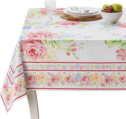 Maison d' Hermine Table Cloth Square Table 100% Cotton 54 x 54 Inches Tablecloth Reusable Decorative for Dining Room Farmhouse Home Valentines Day Decorations Spring Summer - Vintage Floral