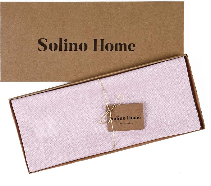Solino Home 100% Pure Linen Dining Table Runner Pink, Athena 14 x 60 in | Table - Image 6