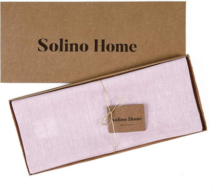 Solino Home 100% Pure Linen Dining Table Runner Pink, Athena 14 x 60 in | Table - Image 6