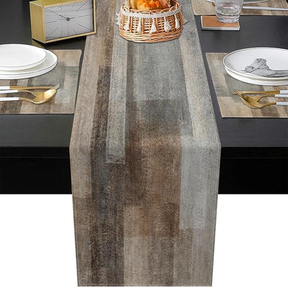 Table Runner and Placemats Set of 6, Art Brown Grey Art Dining | Abstract - Image 5