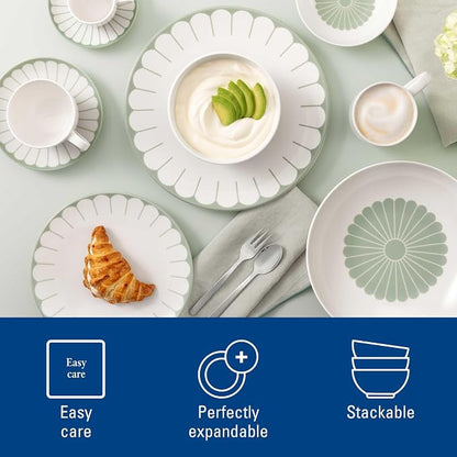 Villeroy & Boch Fleur Vert Dessert Bowl, Creamy White/Green, 3.75 oz | Creamy - Image 5