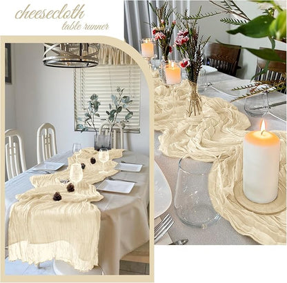 6 Pack Ivory Cheesecloth Table Runner 20 x 120 Inch Gauze Table Runner Fabric - Image 4