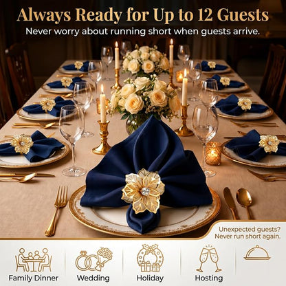 Gold Napkin Rings Set of 12 – Floral Design – Elegant Napkin Ring Holders - Image 6