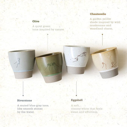Jottings Retro Cute Handleless Japanese Tea Ceramic Cup 6.5 oz, Cheers - Image 7