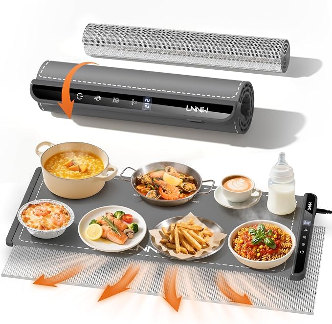 Warming Mat for Food, 36x15 Inch, Dark Grey, Fast Heat, Child Lock | Includes by Unknown