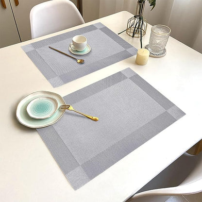 Silver Grey Vinyl Placemats Set of 12, Heat Resistant Table Placemats | 18x12 - Image 6