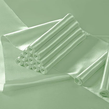 Manyshofu Sage Green Satin Table Runner 12x108 - Image 7