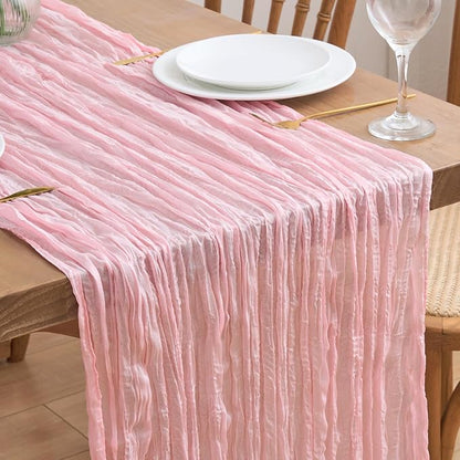 Asee'm Blush Pink Cheesecloth Table Runner Summer 10FT Gauze Boho Sheer | by Aseem