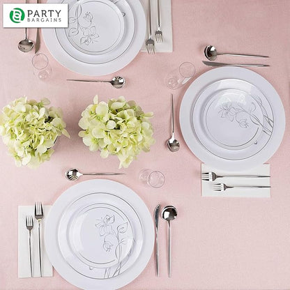 PARTY BARGAINS 13-Inch Charger Plates - 48 Pack, White, Heavy-Duty Disposable Chargers for Elegant Dining - Ideal for Weddings and Formal Events