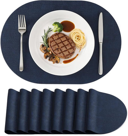Placemats Set of 8, 11.8 x 17 Inch, Waterproof Wipeable Reversible PU Placemat by homing