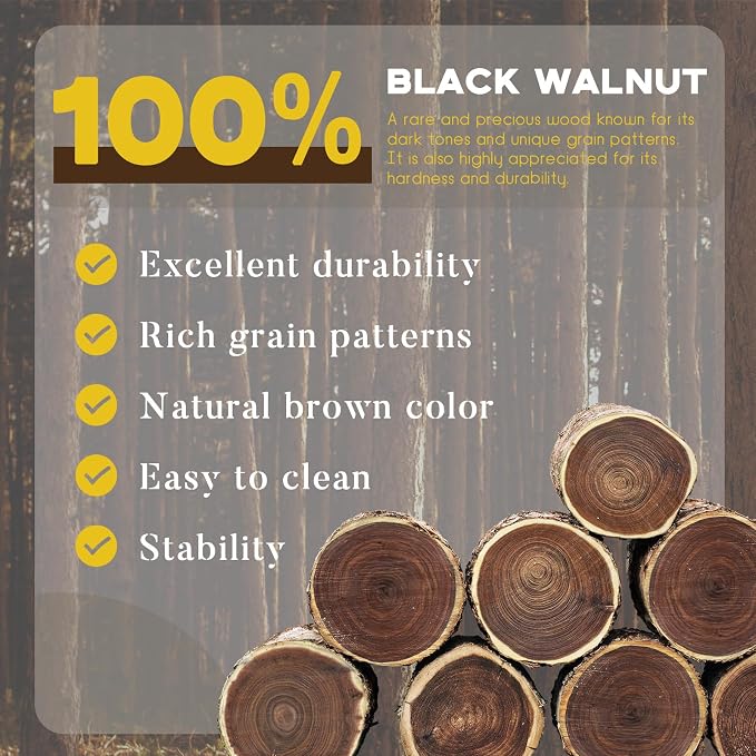 Wood Coasters with Leather Holder, GOH DODD Set of 8 Walnut Wooden Coaster - Image 2