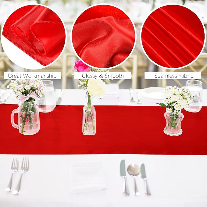 ANECO 4 Pack Satin Table Runner 12 x 108Inch Long Bright Silk and Smooth Fabric - Image 3