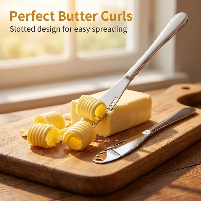 Saiveina 2 Pcs Stainless Steel Butter Knives | 3 in 1 Butter Knife Set - Image 3