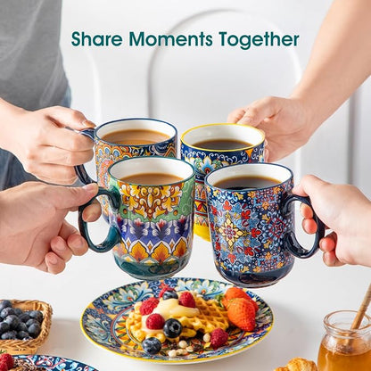 vancasso Simi Boho Coffee Mugs Set of 6, 14 oz Ceramic Mugs - Image 7